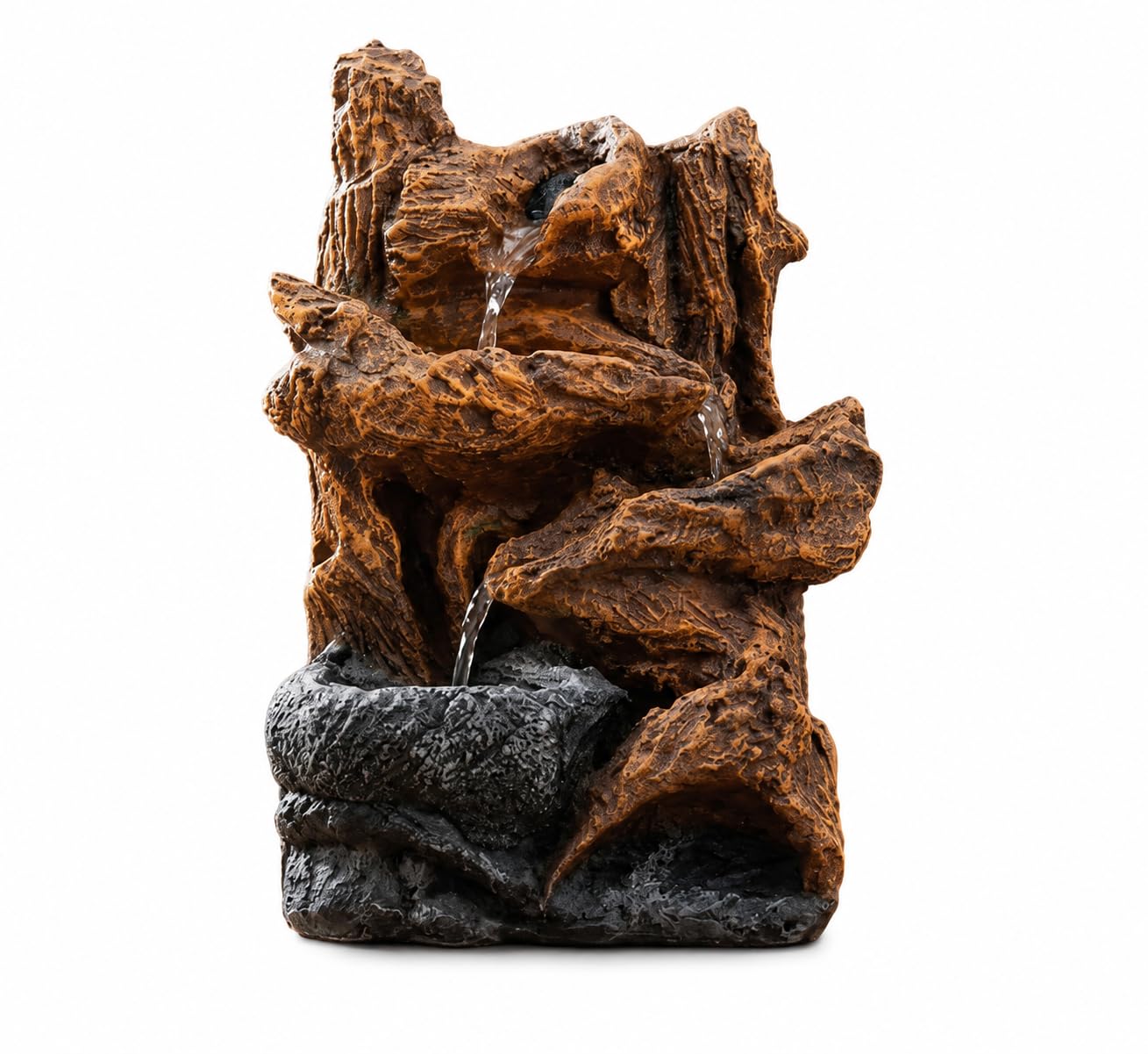 Rock Waterfall Tabletop Fountain, Natural Stone Finish | Brown and Grey, Premium Tabletop Fountain for Home & Office Decor Indoor & Outdoor Decoration | Gift & Gifting Item-image-8