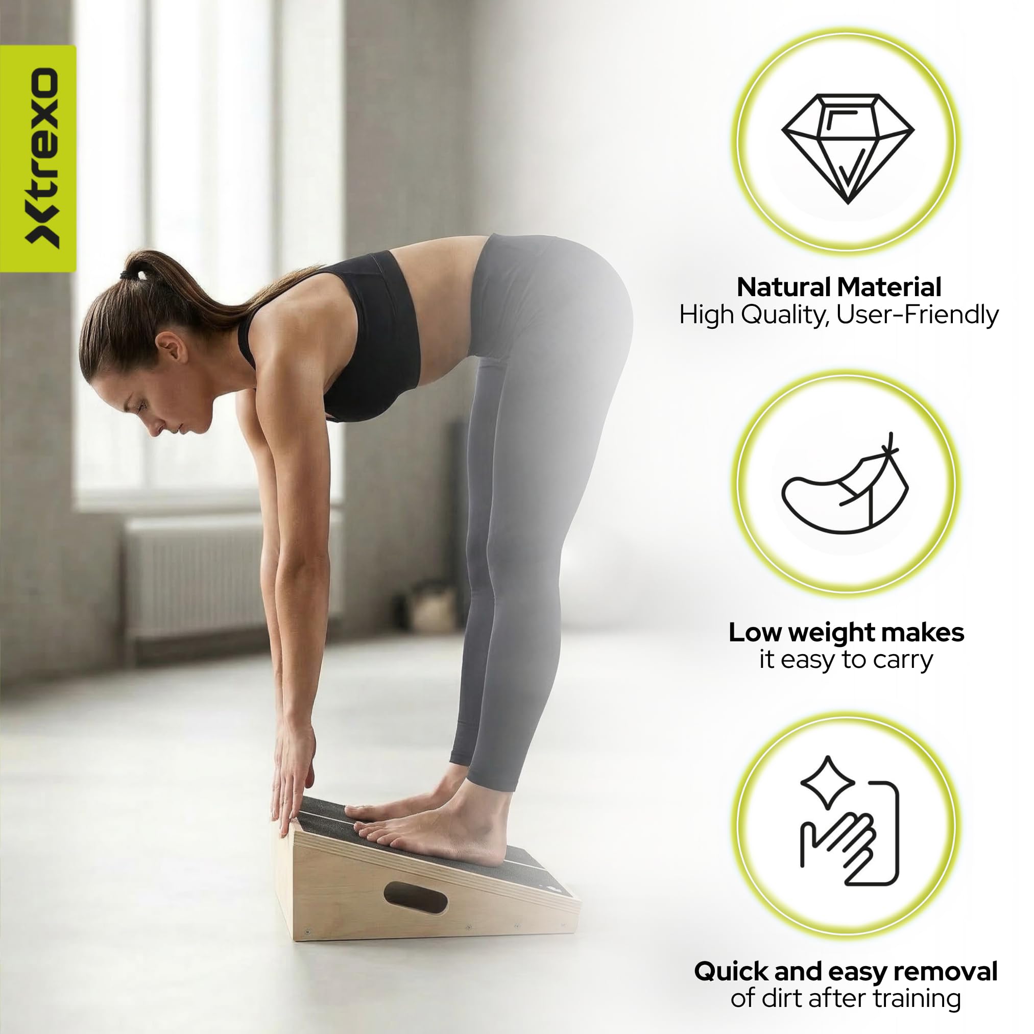 Slant Board Schwarz – verstellbare Waden-Dehnplatte (4 Winkel), Anti-Rutsch, für Dehnung von Waden & Achillessehne, Reha & Home Fitness