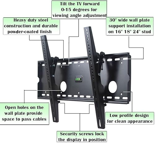 Miniatura 2 de VideoSecu Soporte de pared para TV Vizio M80-C3 E70-C3 M70-C3 E65x-C2 M65-C1 E60-C3 M60-C3 E55-C1 M55-C2 E50-C1 M50-C1 M49-C1 D43-C1 E4 3-C2 M43-C1