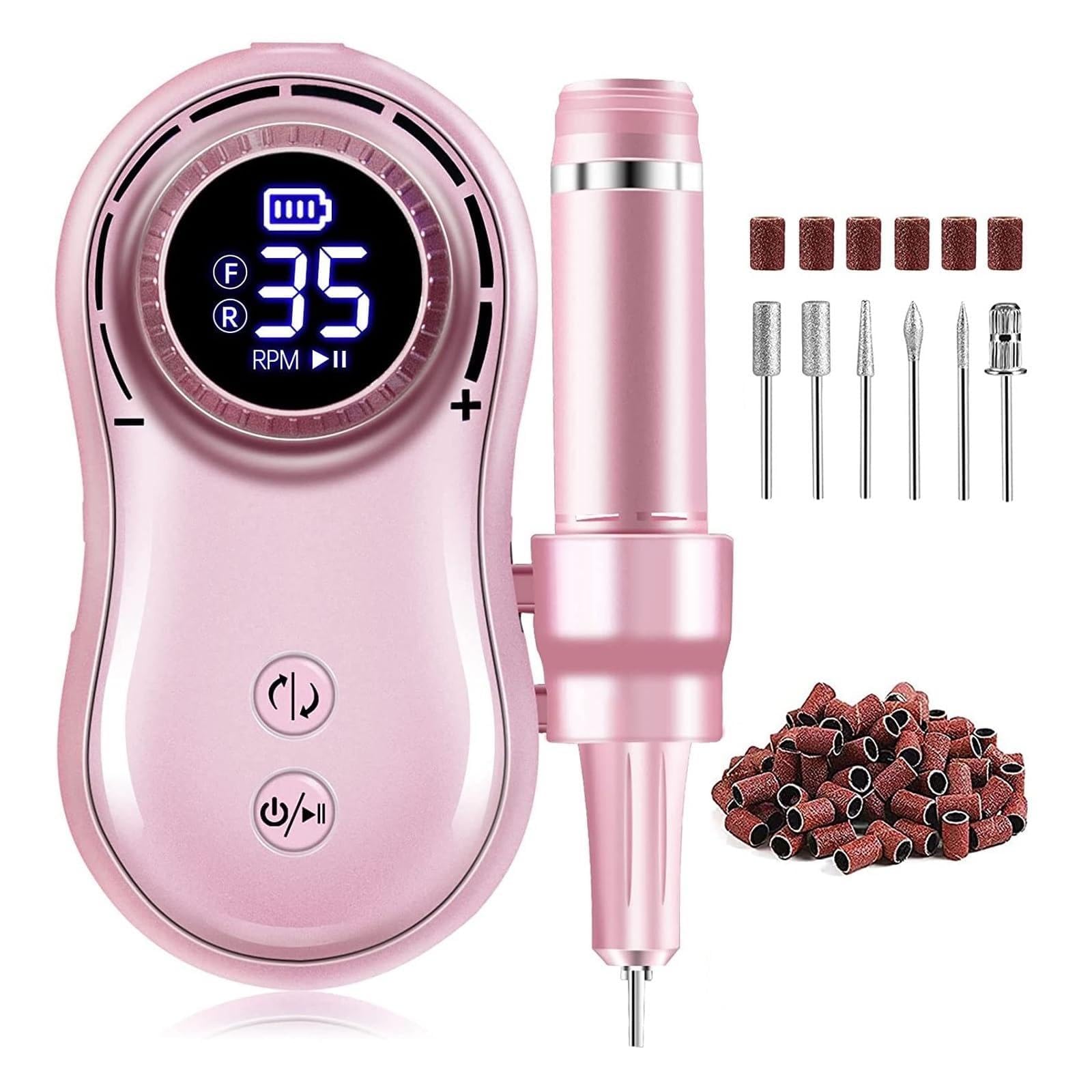 Trapano elettrico per unghie, Maestro del chiodo ricaricabile esposizione LCD della macchina trapano 35000RPM for gli strumenti portatili fresatrice manicure per allenamento e uso domestico