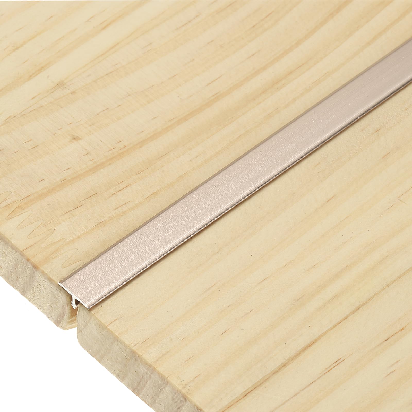 sourcing map 3Pcs T-Molding Transition Strips, 9m x 10mm (L x W) Aluminium Alloy Floor Flat Divider Strip Vinyl Flooring Edging Trim for Floor Gaps Doorways, Matte Light Brown