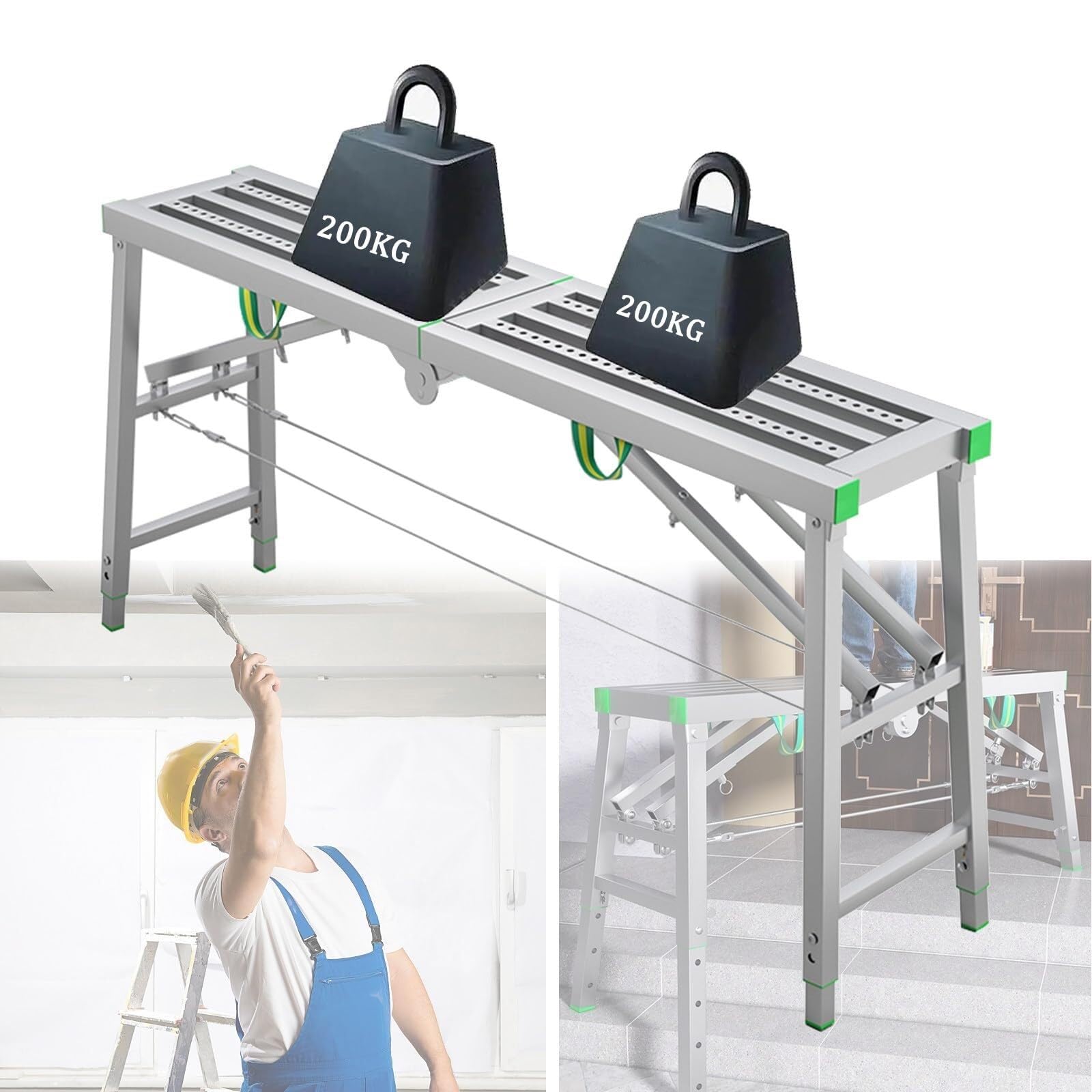 LMMIAOZ Adjustable Height Folding Scaffolding Equipment Portable Scaffolding Work Platform Scaffold Tower Ladder 880 Lbs Maximum Load(A,200x30cm)