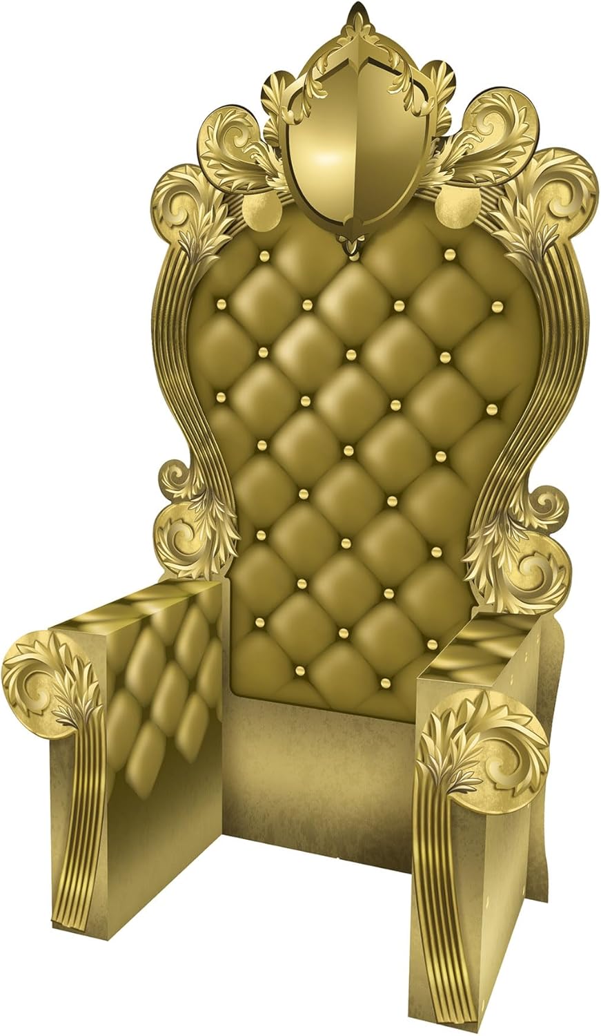 Beistle 3-D Prom Throne Prop – Gold Cardboard Chair Backdrop, Elegant Photo Booth Party Decoration for Galas, Birthday Parties, Dances, Awards Night Ceremonies and Formal Events, 7' 1¾" x 3' 9¼"