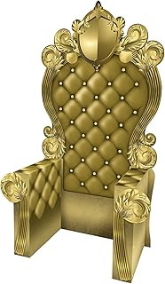 Beistle 3-D Prom Throne Prop – Gold Cardboard Chair Backdrop, Elegant Photo Booth Party Decoration for Galas, Birthday Parties, Dances, Awards Night Ceremonies and Formal Events, 7' 1¾" x 3' 9¼"