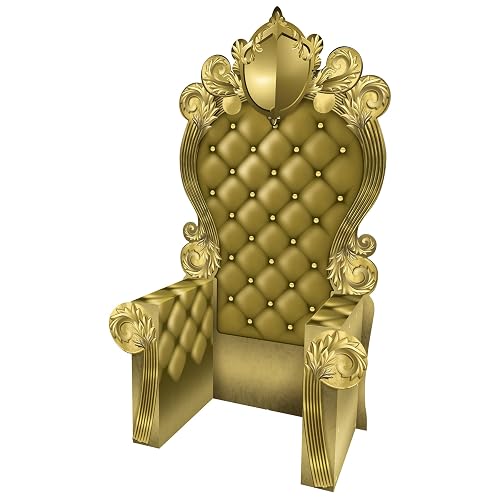 Beistle 3-D Prom Throne Prop – Gold Cardboard Chair Backdrop,
