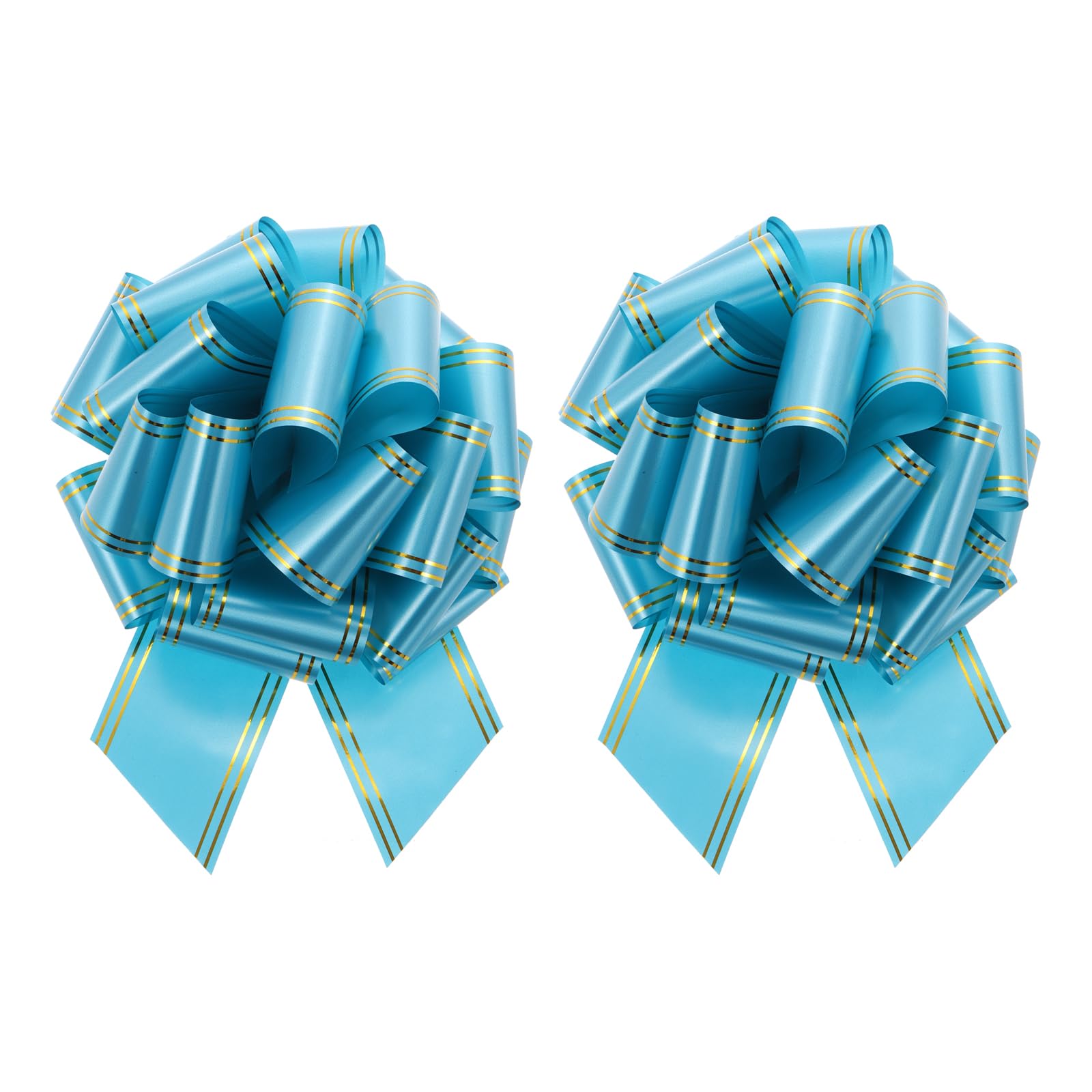 sourcing map 2 Pcs 10 Inch Giant Large Pull Bow Big Metallic Car Bows Ribbon with Gold Edge for Wedding Presents Gift Wrapping Christmas, Lake Blue โ image 1