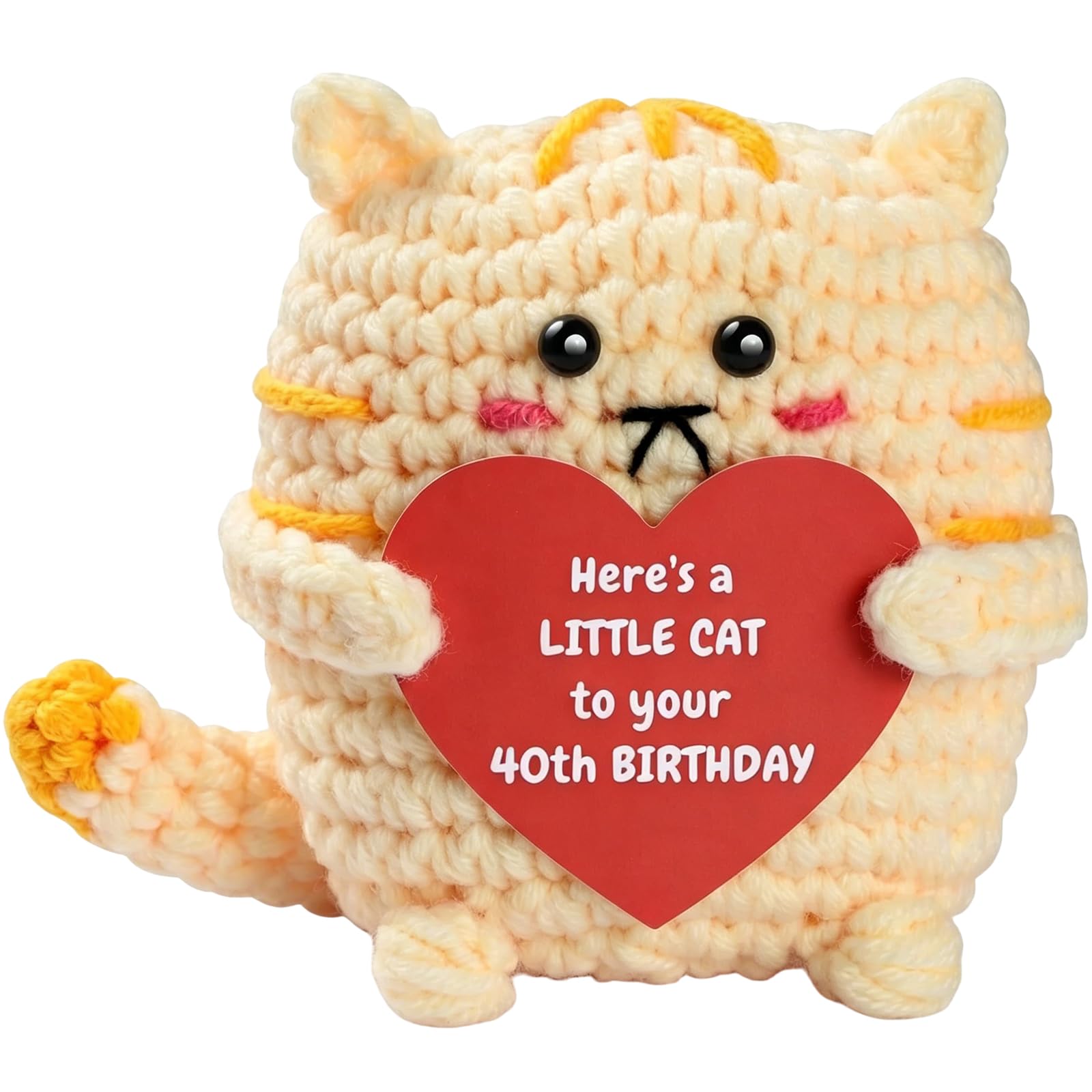 SOMUSICTY 40th Birthday Gifts for Women Men Happy 40thBirthdayGifts Handmade Crochet Cat 40 th Birth day Decorations Keepsake Gifts for 40th Birthday Women Men