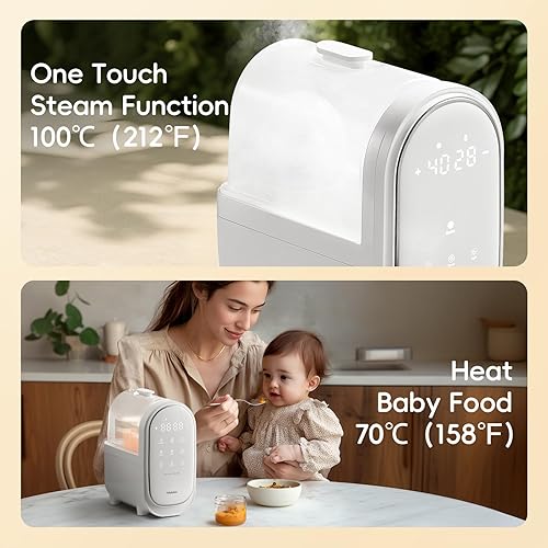 Miniatura 8 de Calentador de biberones para leche materna, calentador de biberones doble 11 en 1, pantalla táctil grande con luz nocturna, desmontable para una