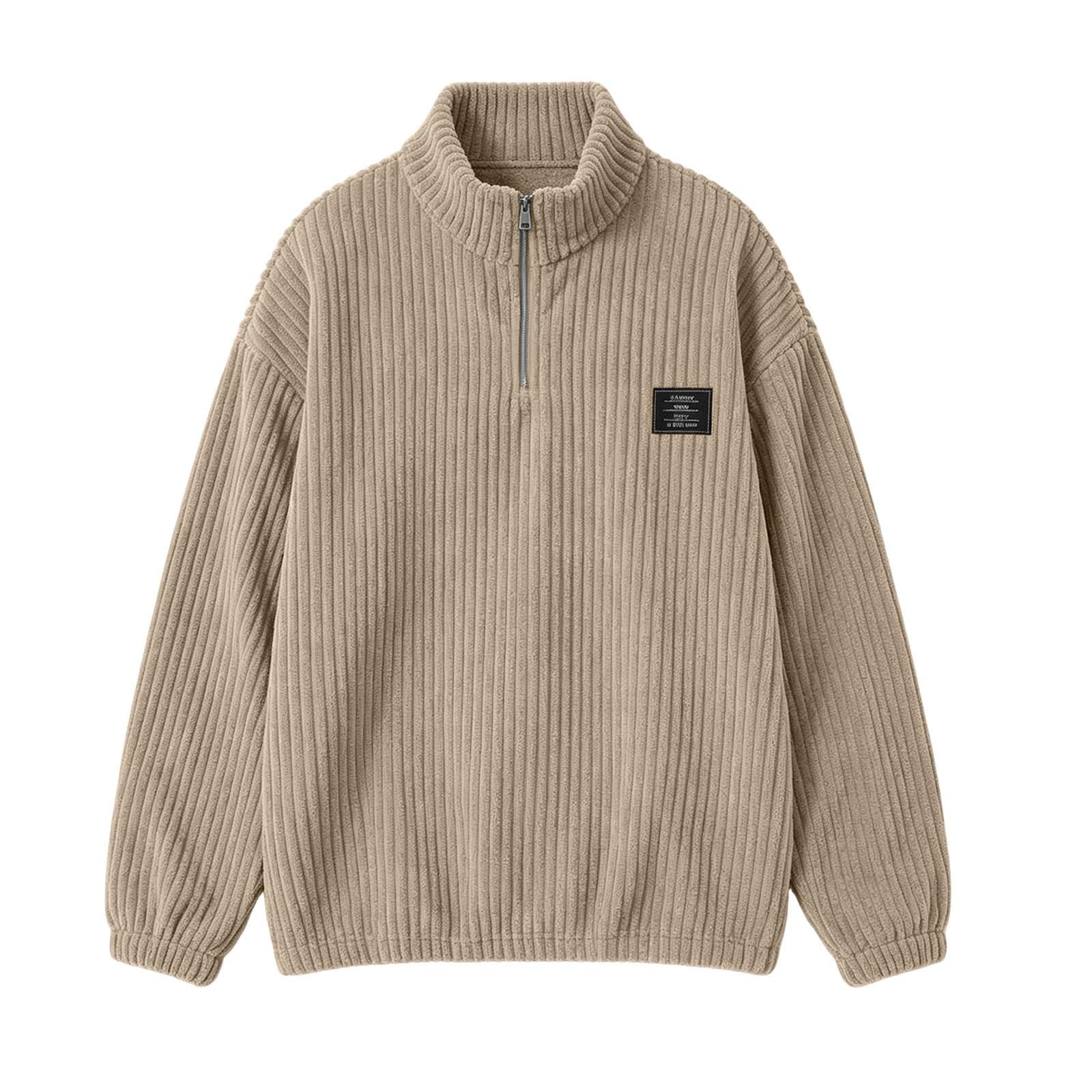 Pullover Herren Cord Sweatshirt Herbst Langarmshirt Sweater Pulli