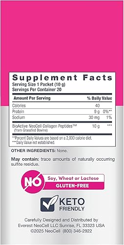 Miniatura 2 de NeoCell Péptidos súper colágeno, 0.35 onzas de colágenopaquete de una sola porción certificado Keto, sin gluten para una piel, cabello, uñas y apoyo