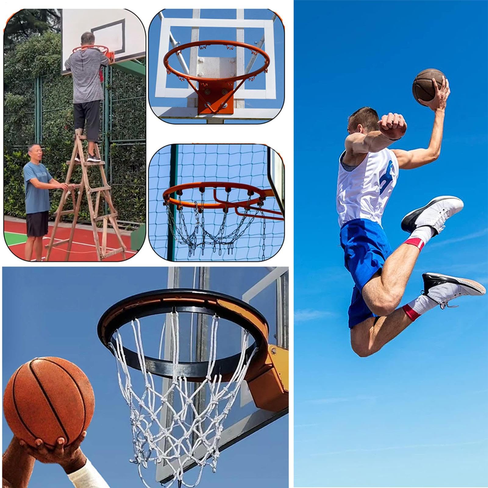 Rete da basket – rete sportiva resistente per tutte le stagioni, soluzione universale per il canestro | Utilizzabile a lunga durata nei sportivi, nelle scuole di club, nei parchi, nei parchi e