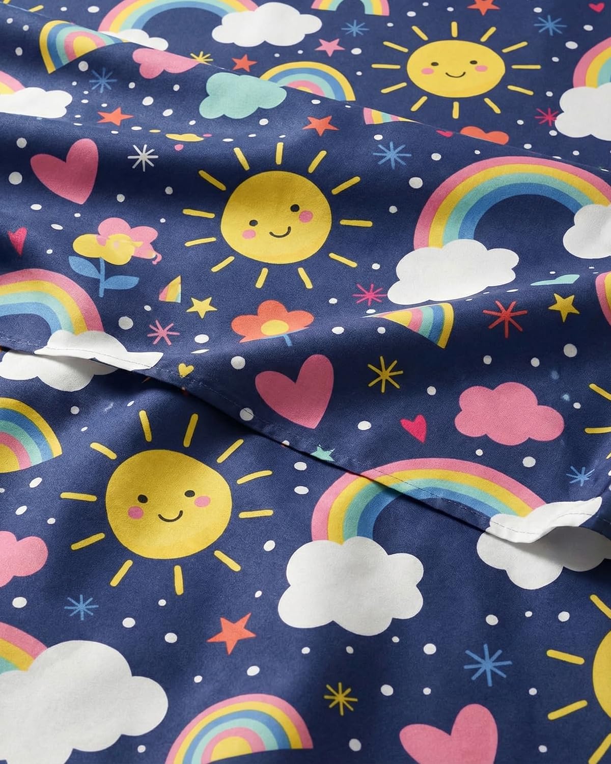 Kids Queen Size Rainbow Sky Bed Sheets - 4 Piece Kids Rainbow Sky Sheet Set