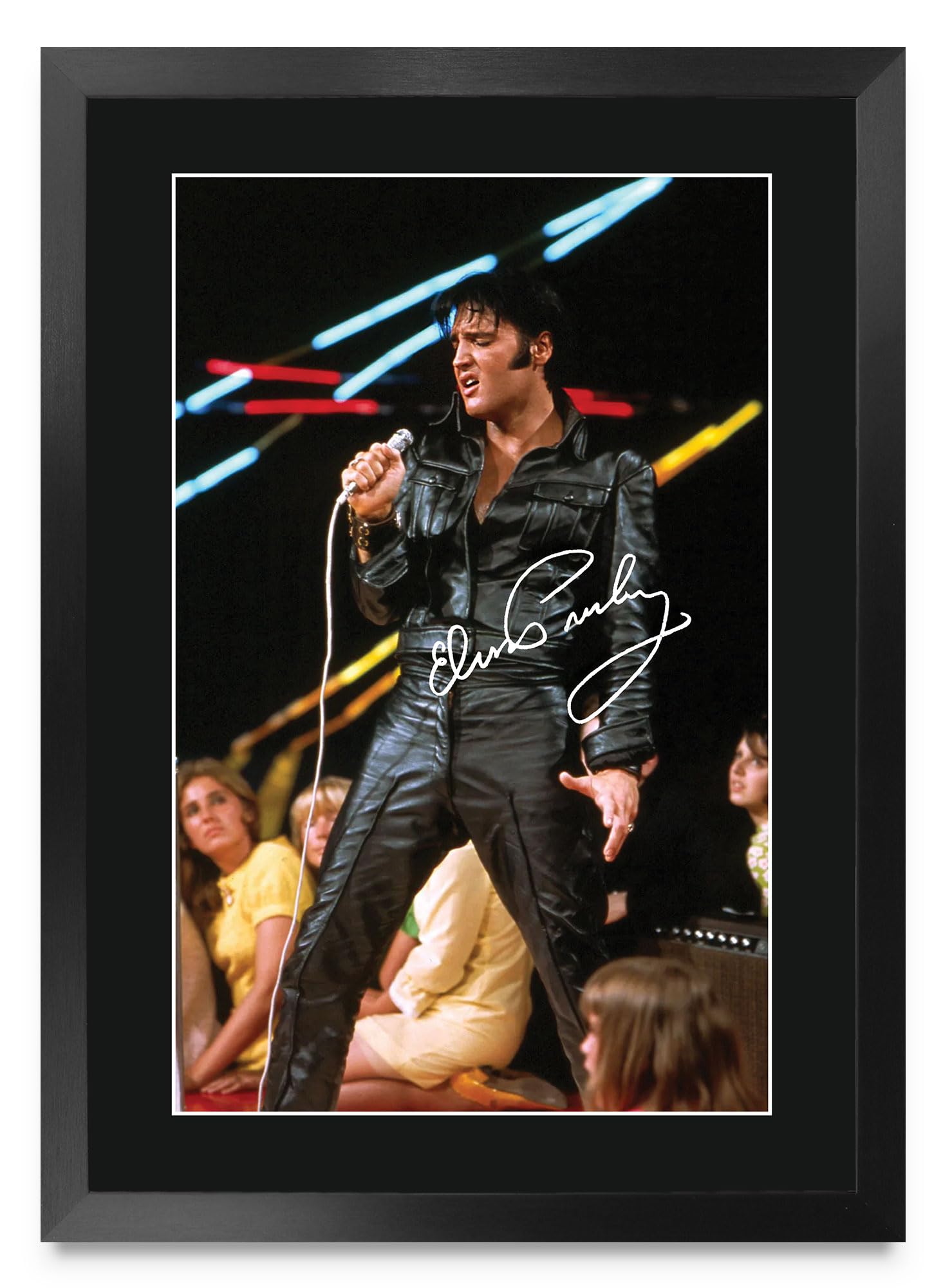 HWC Trading Elvis Presley Gifts Printed Signed Autograph Picture for Music Memorabilia Fans - A3 Framed (ID-006185)