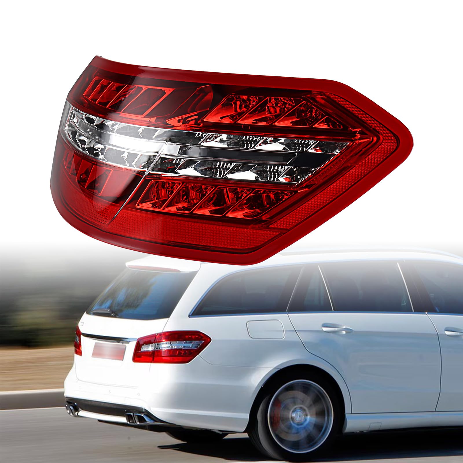 amopacorp Red Outer Tail Light Assembly for 2010-2013 Mercedes E-Class E350 E550 E63 AMG, Right Passenger Side LED Rear Running/Brake/Turn Signal Lamp, Replaces MB2805106, 2129060858, 212906085864