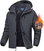 Vista 16 de Chaqueta de esquí para hombre, impermeable, con forro de vellón, abrigo de nieve cálido, cortavientos, con capucha, para el invierno