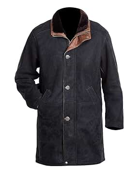 Western Distressed Long Trench Suede Leather Coat - Brown