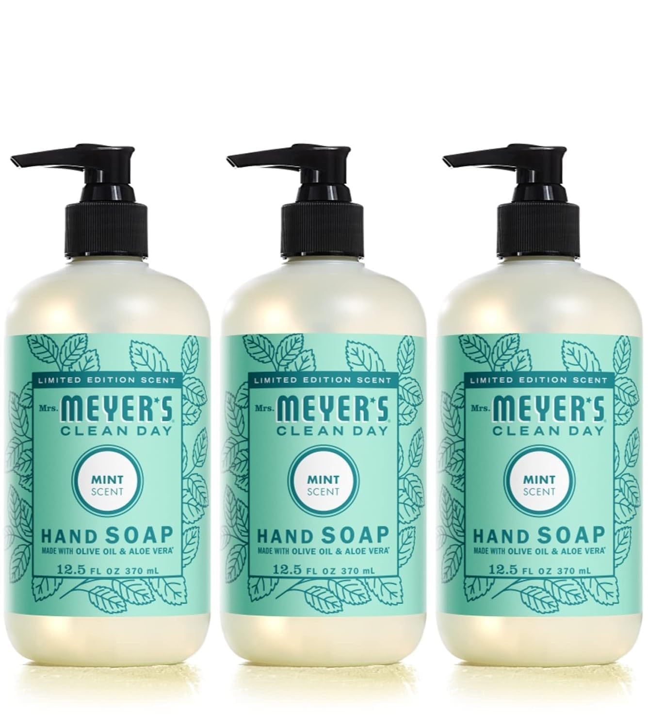 MRS. MEYER'S CLEAN DAY Hand Soap, Made with Essential Oils, Limited Edition Mint, 12.5 fl. oz - Pack of 3
