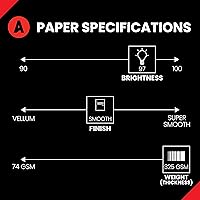Vista 2 de Accent 188179R - Papel de cartulina blanco opaco de 8.5 x 11 pulgadas, 120 libras, 325 GSM - 150 hojas (1 resma) - Cartulina suave de alta calidad