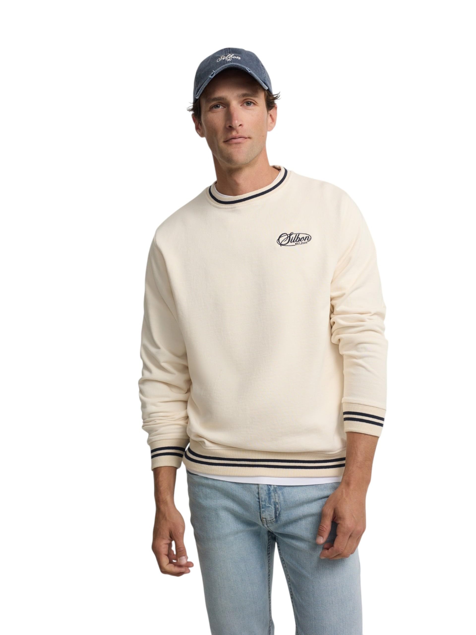 SILBON Ribs Retro Sweatshirt, cream, XXL-4XL