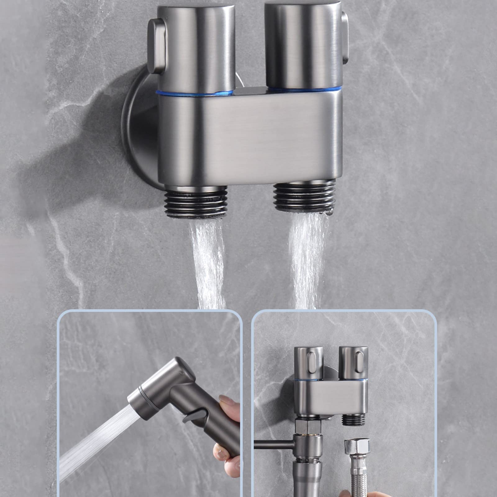 Gunmetal szary bidet zestaw natryskowy toaleta ręczny spryskiwacz bidet zawór kątowy kran higiena osobista spray toaletowy do wygodnego czyszczenia