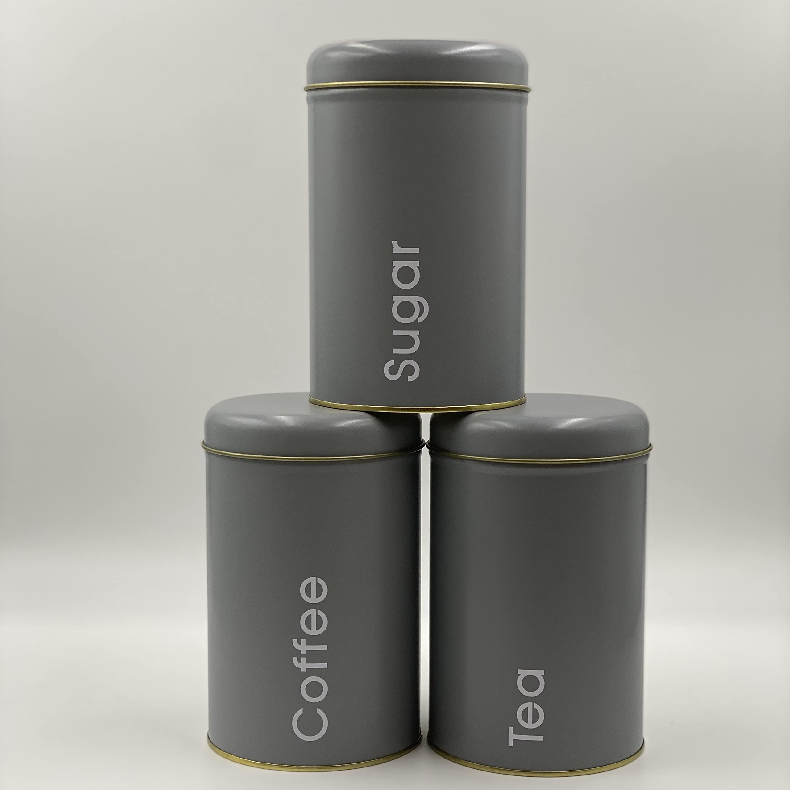 Buy HADAAYA Coffee, Sugar, and Tea Storage Container Tins, Round Grey