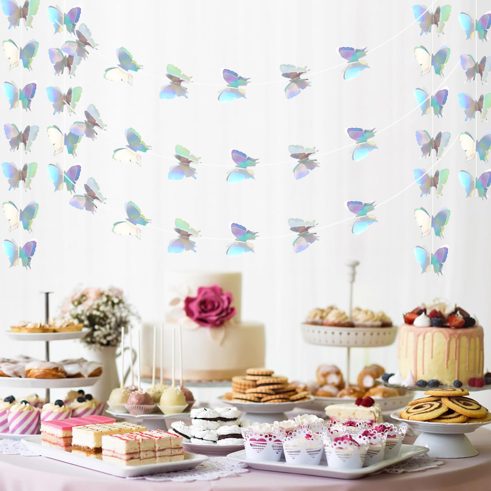 Iridescent Party Decorations Huglony Iridescent Butterfly Girl-Birthday  Party-Decorations Garland- Streamers - 52Ft Baby Shower Bachelorette  Holographic Hanging Banner Decor,Engagement Garden Classroom Pastel Glitter  Backdrop Disco Party Decorations, image size:1600x1600
