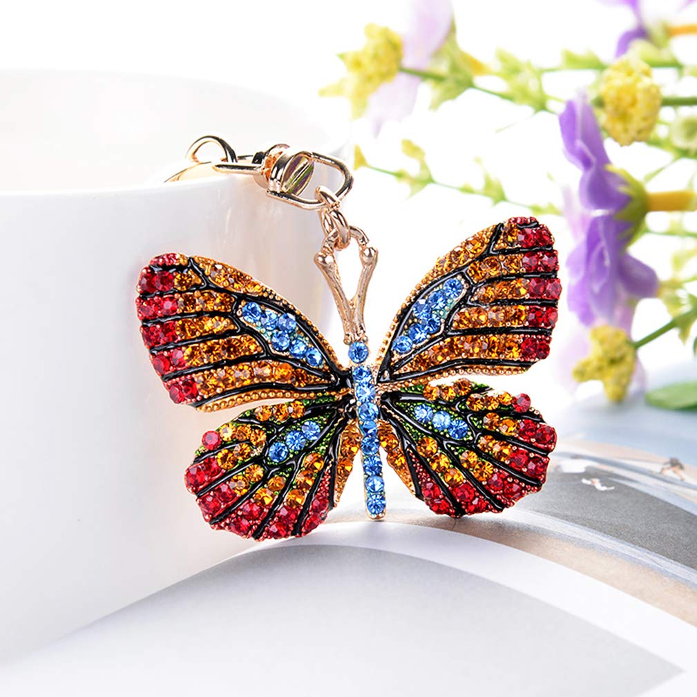Grtdrm Cute Butterfly Shape Crystal Rhinestone Sparkling Keychain Bag Pendant Handbag Charm for Women Girls