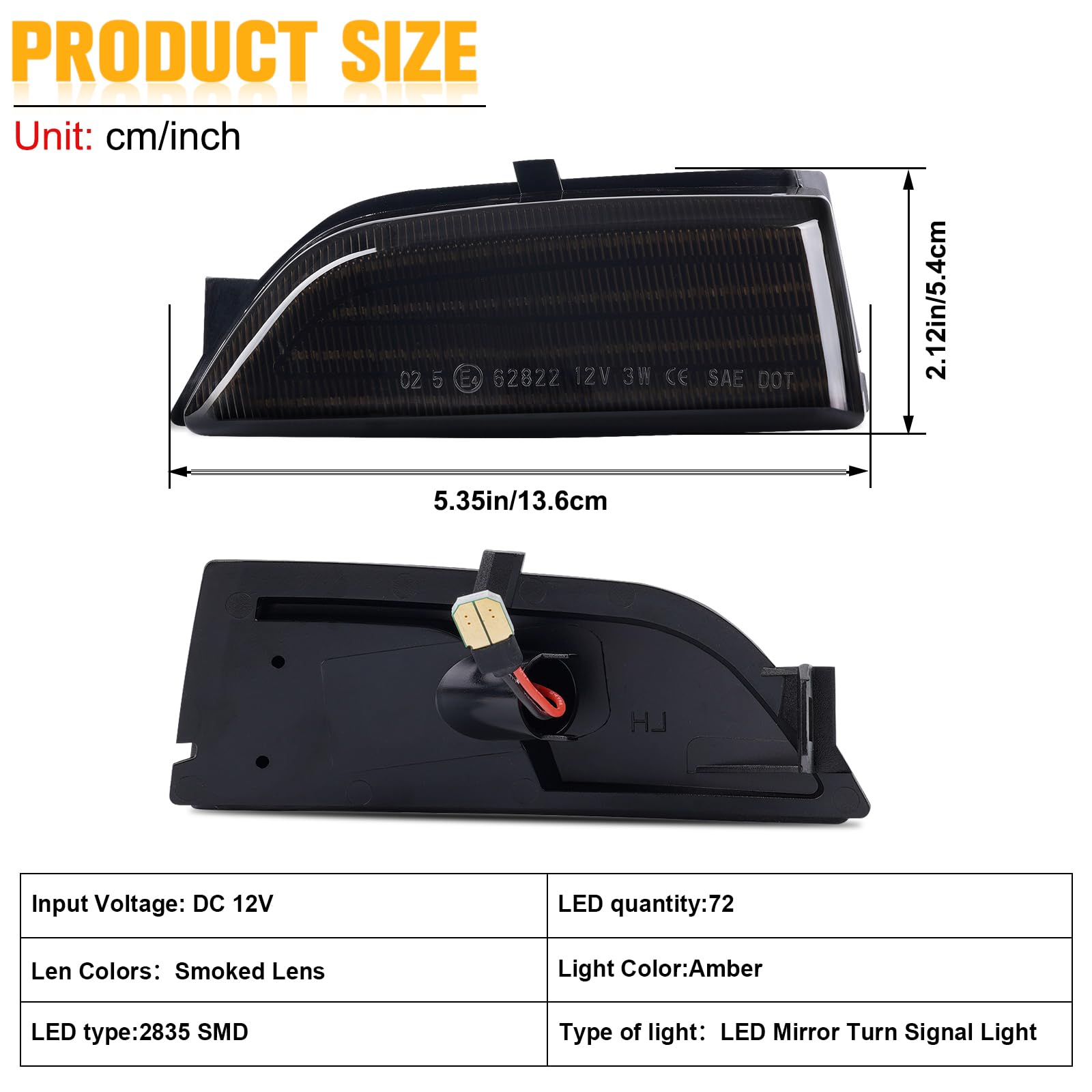 Frecce Laterale a LED per Ford Ranger T6 Raptor and Wildtrak Everest U375 / UA, Indicatore di Direzione a LED Canbus, 2 Pezzi