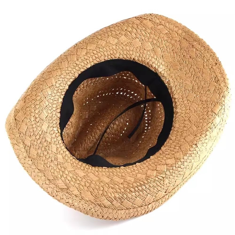 Cappello di Paglia Estivo da Uomo Cappello di Paglia a Tesa Larga Casual in Stile Bohémien for Esterni