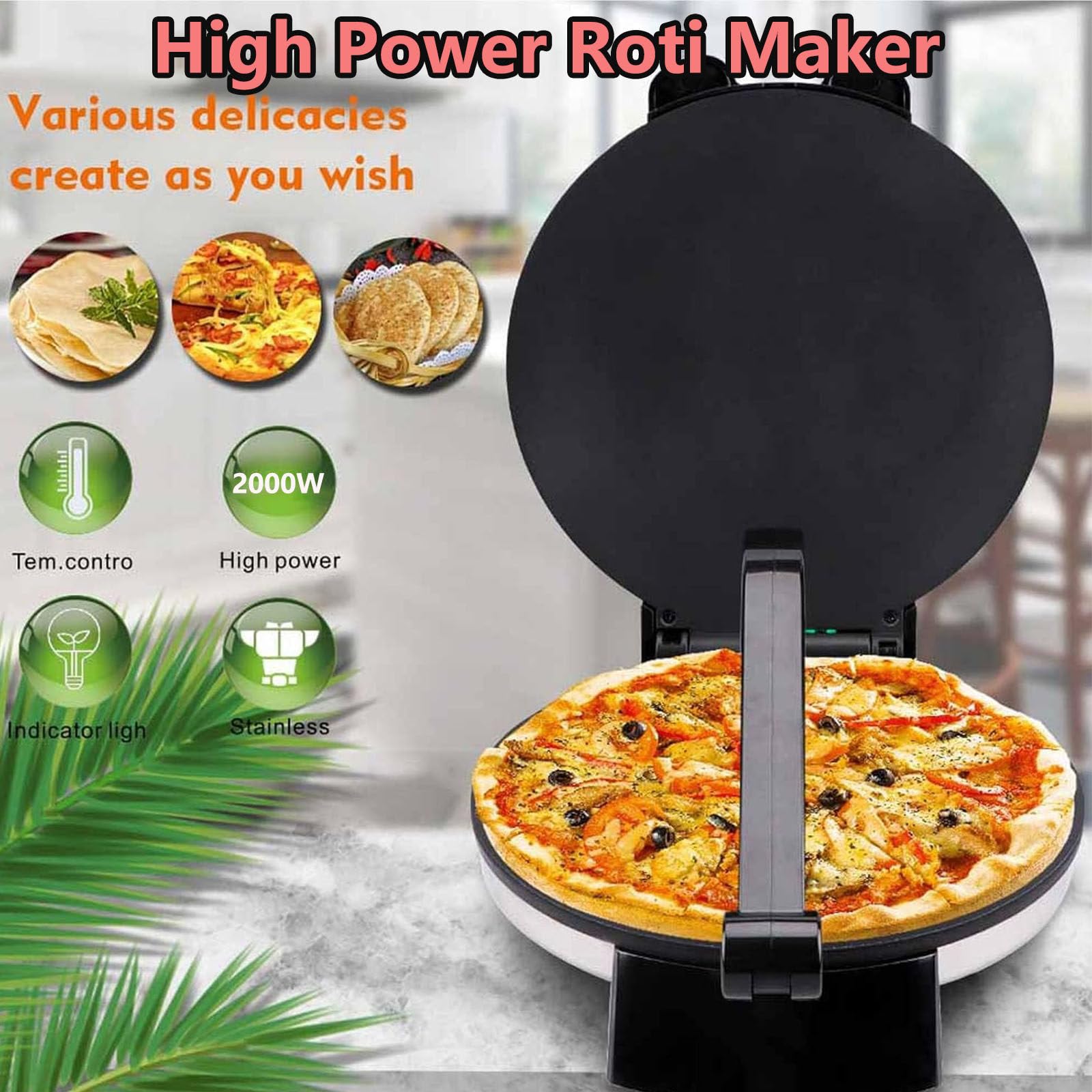 Roti Maker Chapati Maker - Pressa per Tortilla in Stile Messicano, per Realizzare Tortillas Fatti in casa, Tacos Flatbreads Chapati, in Acciaio Inox,110v-1100W