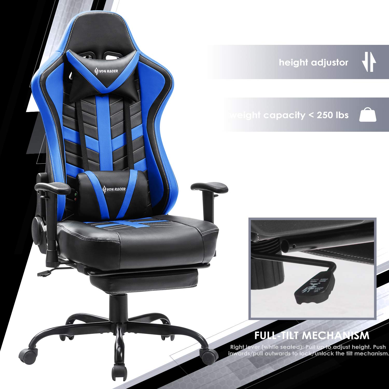 Buy VON RACER Gaming Chair with Footrest Racing Computer Desk Office