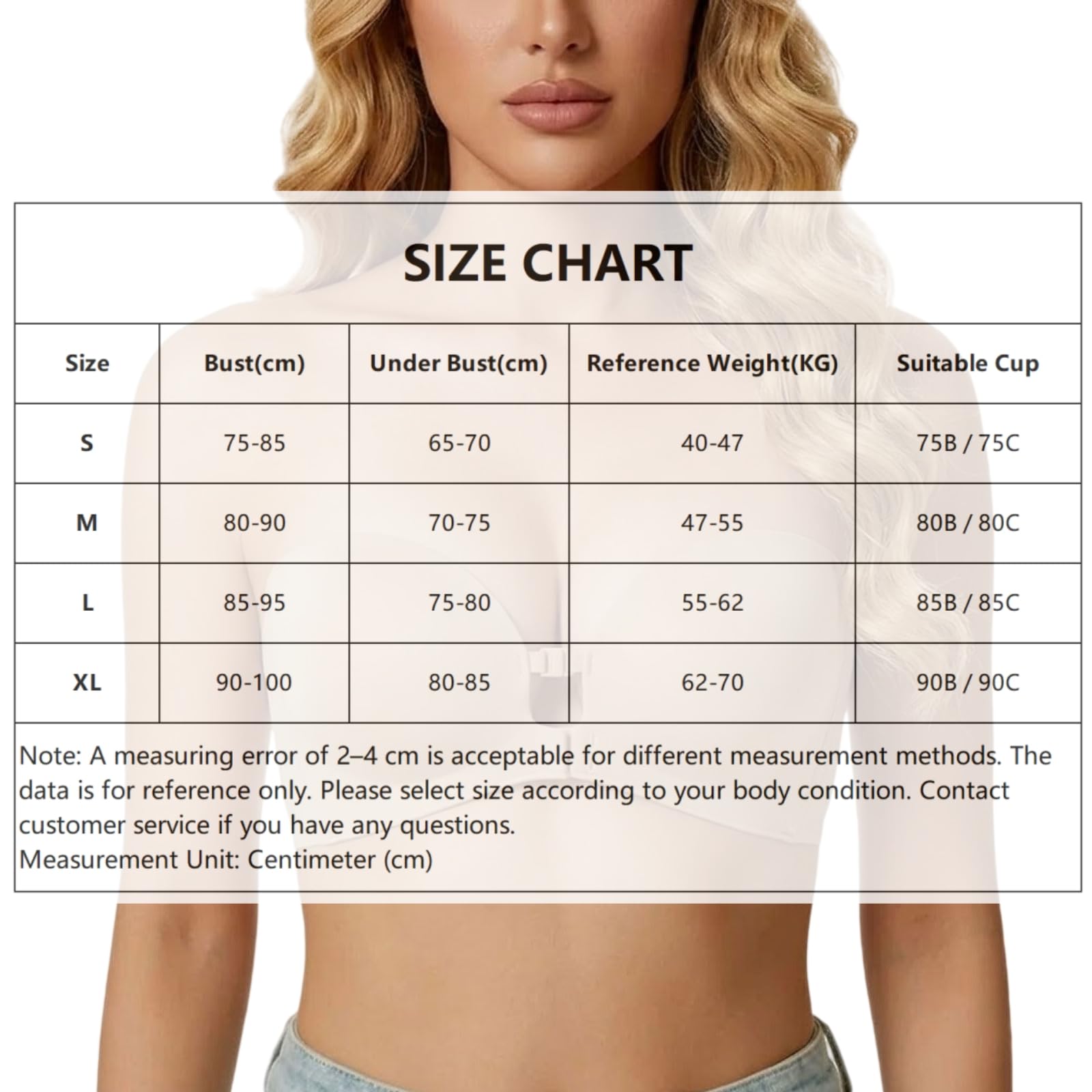 Reggiseno Senza Spalline con Chiusura Frontale, Push-up, Imbottito