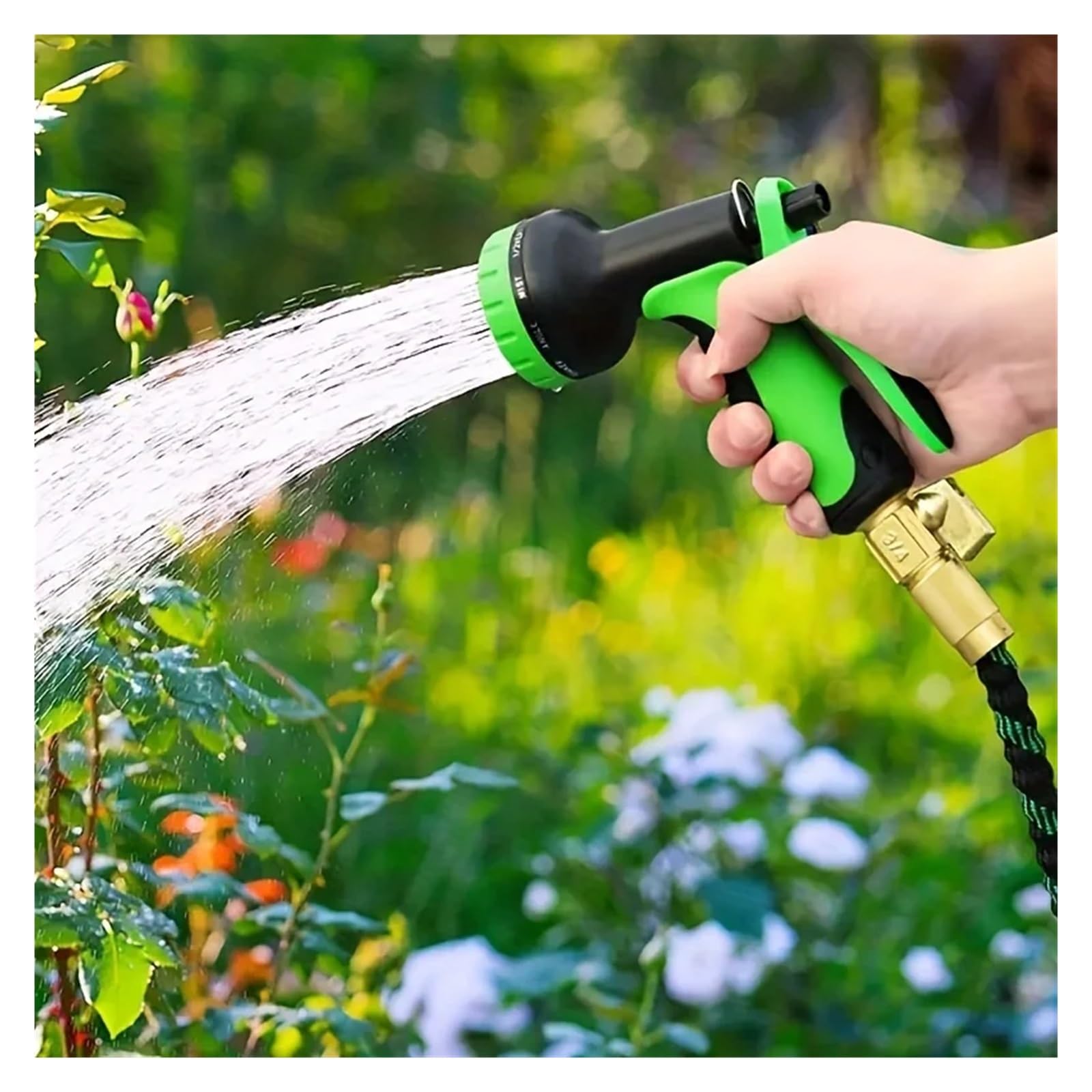 Manguera de jardín Extensible, pulverizador de jardín metálico Multifuncional, Manguera de Agua retráctil Ajustable de 7,6 a 30,5 m, Accesorio de riego para jardín (30,5 m).
