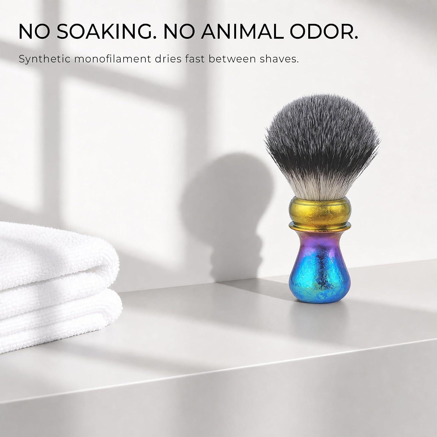 Synthetic Shaving Brush for Men, Pure Titanium, Travel, 26mm Knot