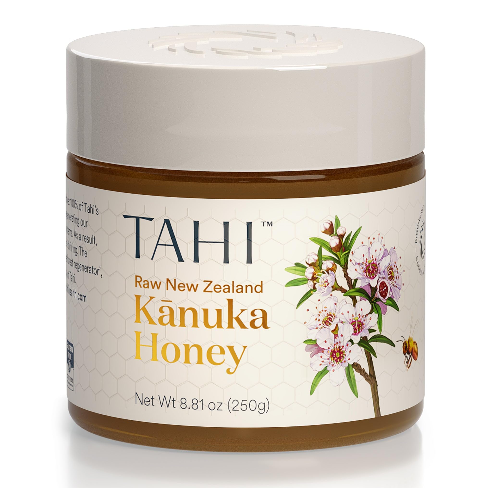 Tahi Kanuka Honey New Zealand - 100% Certified Non-GMO and Glyphosate-Free - Natural Sweetener and Healthy Superfood - White Tea Tree Pure Honey - 8.81oz