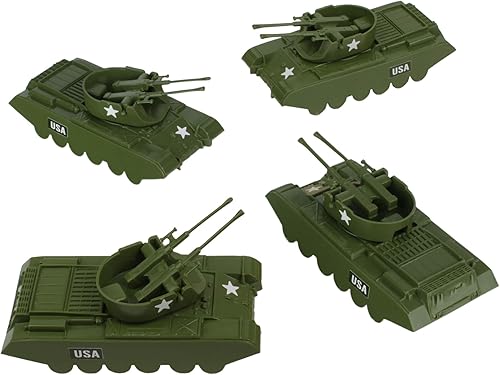 Miniatura 4 de BMC Classic Payton Tanques antiaéreos - 4 unidades OD verde plástico ejército hombres vehículos