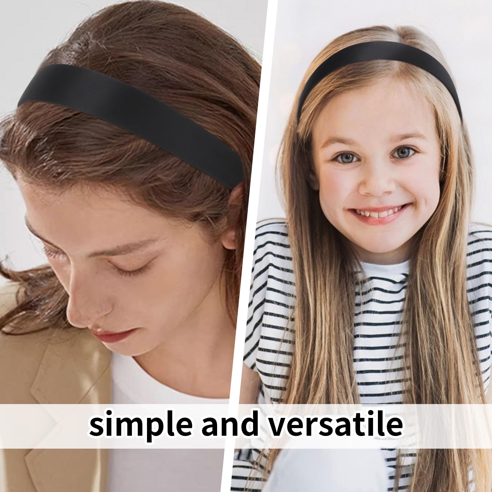 Semato 16 diademas negras para mujeres y niñas, 1 pulgada, antideslizantes, accesorios para el cabello