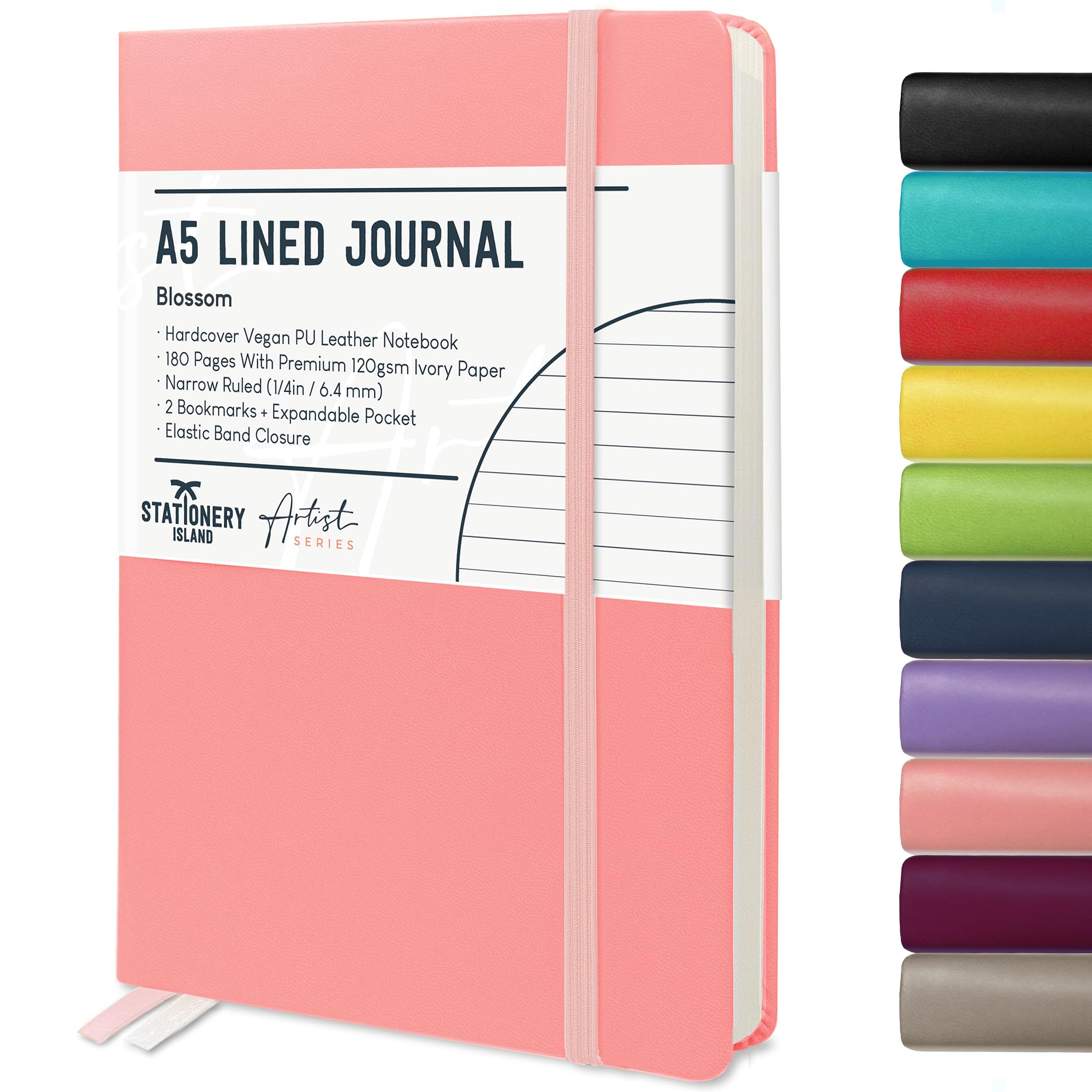 STATIONERY ISLAND A5 Lined Notebook, Journal Lined Hardcover with 120gsm Premium Thick Paper, 180 Pages Hardback Ruled Journal Notebook for Writing, Working, Study, Planning, Diary, Journaling