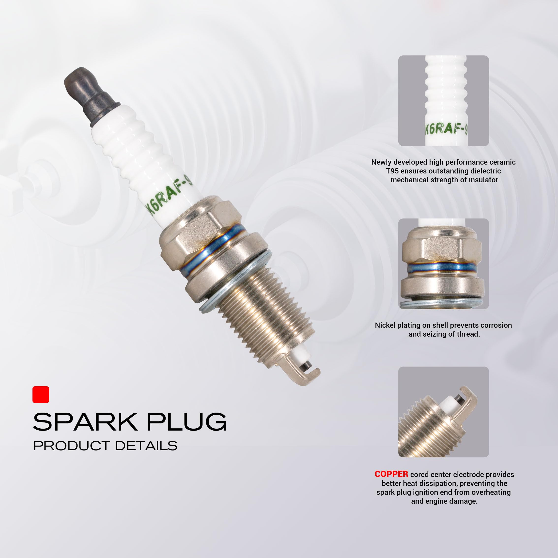 Amazon.com: TORCH K6RAF-9 Spark Plug Replace for NGK ZFR6U-9 836GP