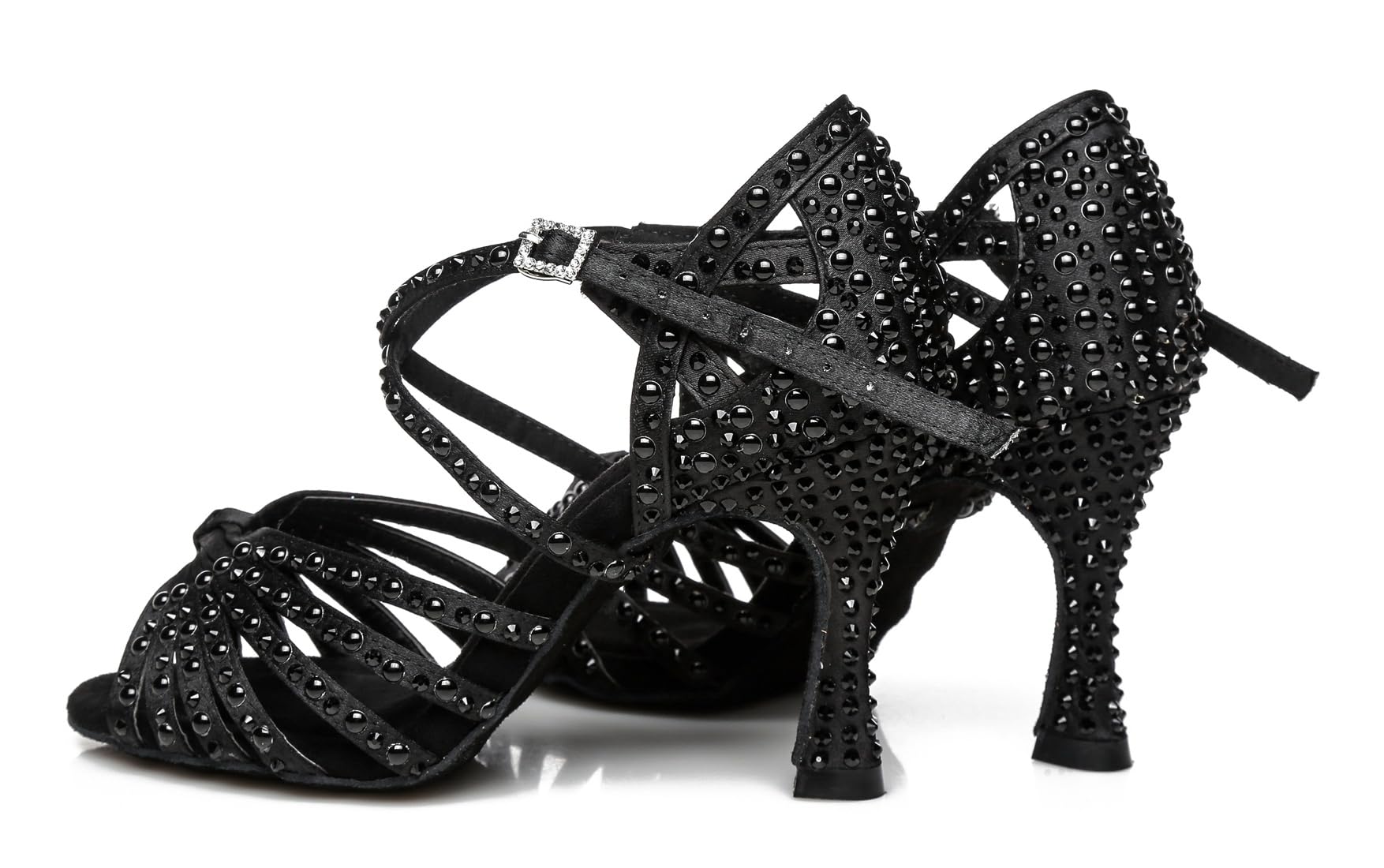 Damskie buty do tańca towarzyskiego brokat stras salsa obcasy do tańca latynoskiego
