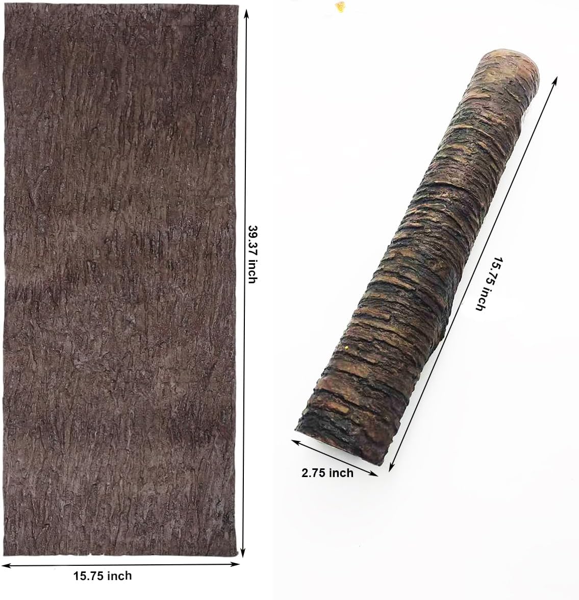 Artificial Tree Bark 39.4" x 15.7" Fake Bark Ideal for Home Pillars Pipes Decor Cuttable Realistic Texture Simulation Tree fit for Home Columns Walls Floors Decoration (15.75 inch)