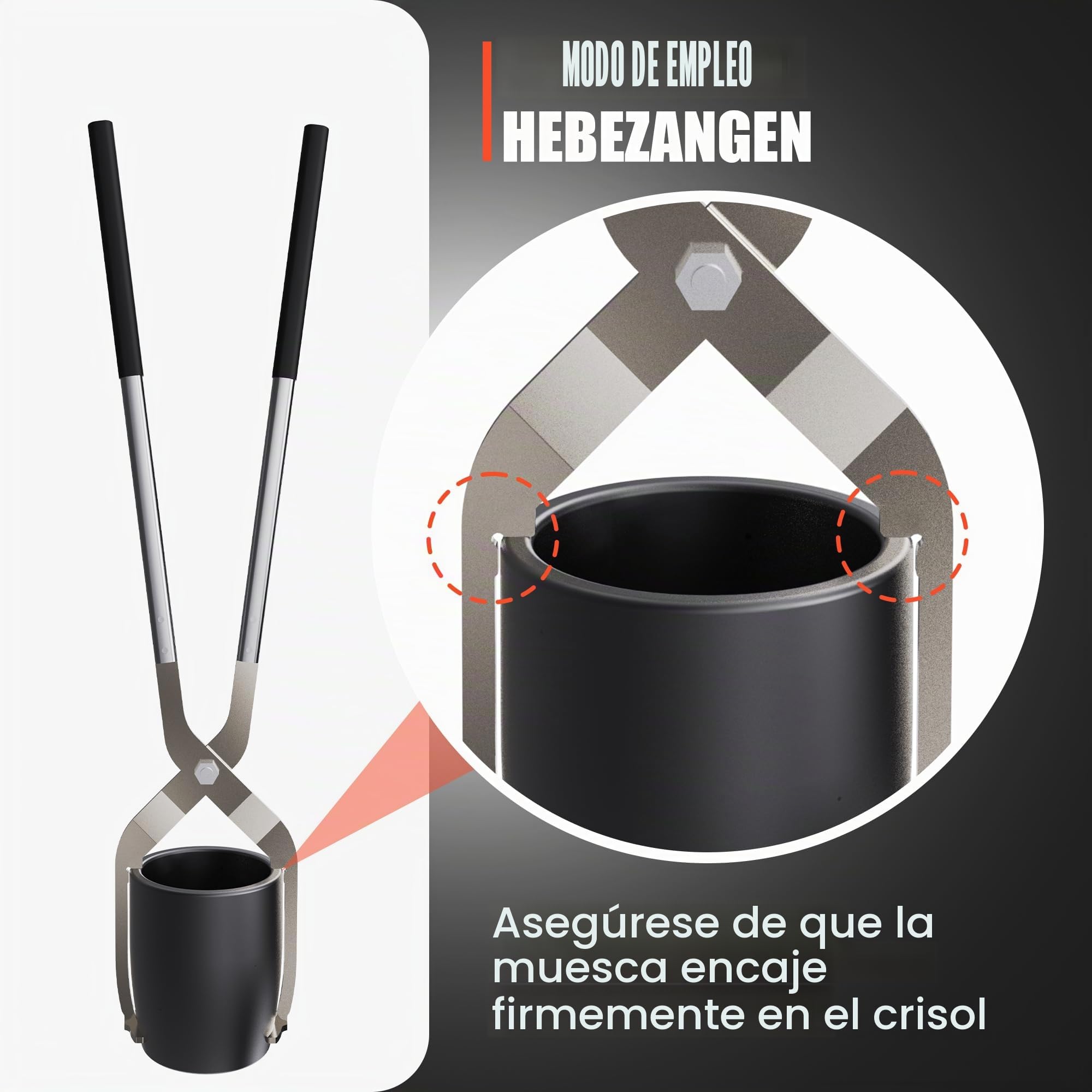 Juego de alicates para crisol con 2 crisoles de grafito para fundir metal, crisol para fundir metal, alicates de elevación y fundición para herramientas de fundición de metal (3 kg - 390 ml)