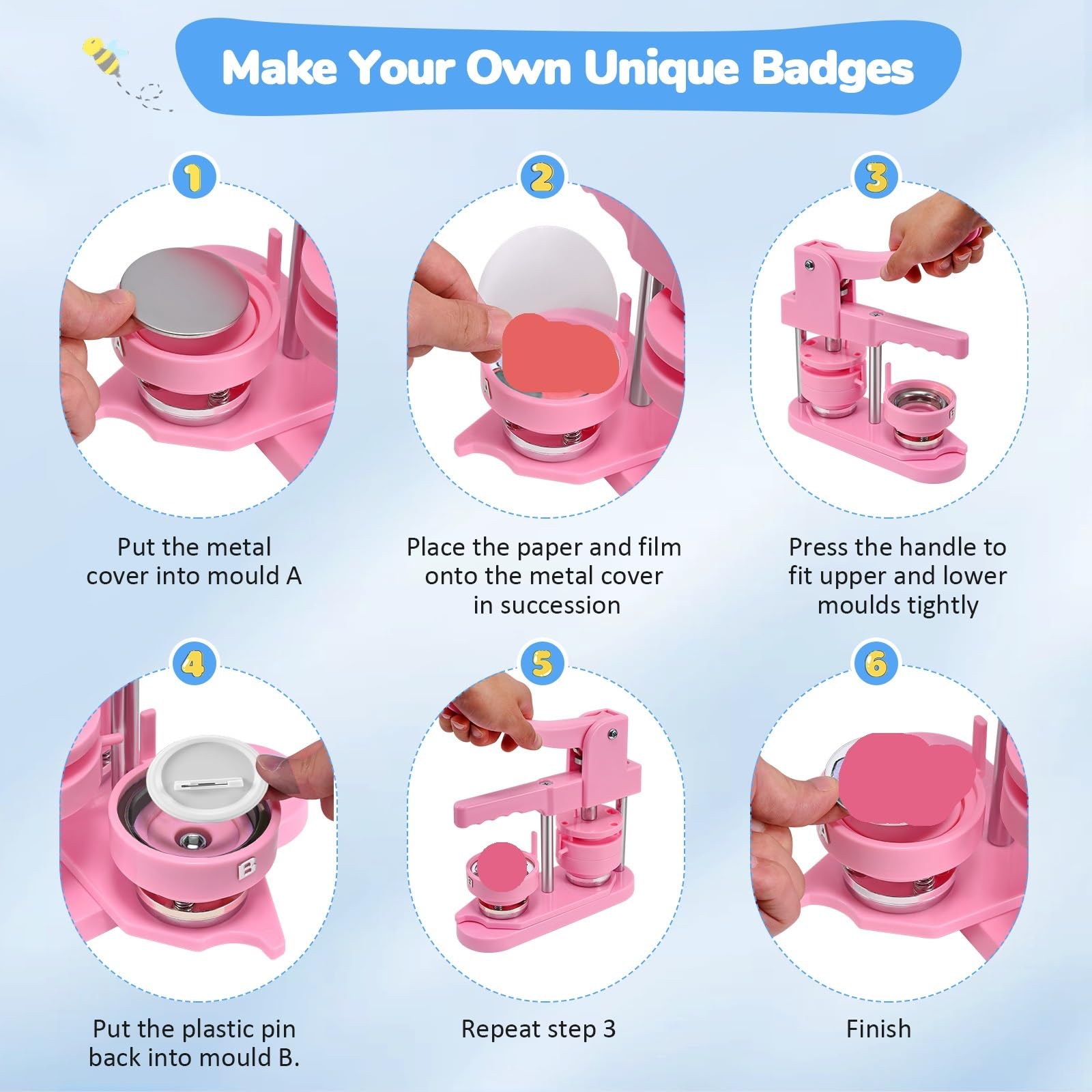 Set di Badge for Macchine for la creazione di Bottoni Rosa Verde da 32 mm, Parti di Bottoni da 100 Pezzi