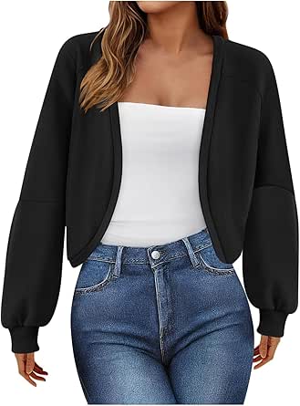Women's Bolero Shrug Sweater Long Sleeve Open Front Crop Cardigan Top Outerwear - Product Details