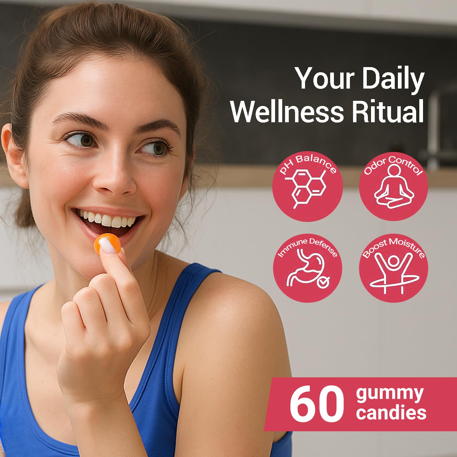 Slippery Kitty Gummies, Feminine Probiotic + Moisture Gummies | pH Balance, Gut Health & Immune Defense Support | with Probiotics & Slippery Elm | Intimate Moisture Care, Pineapple Flavor, 60 Count