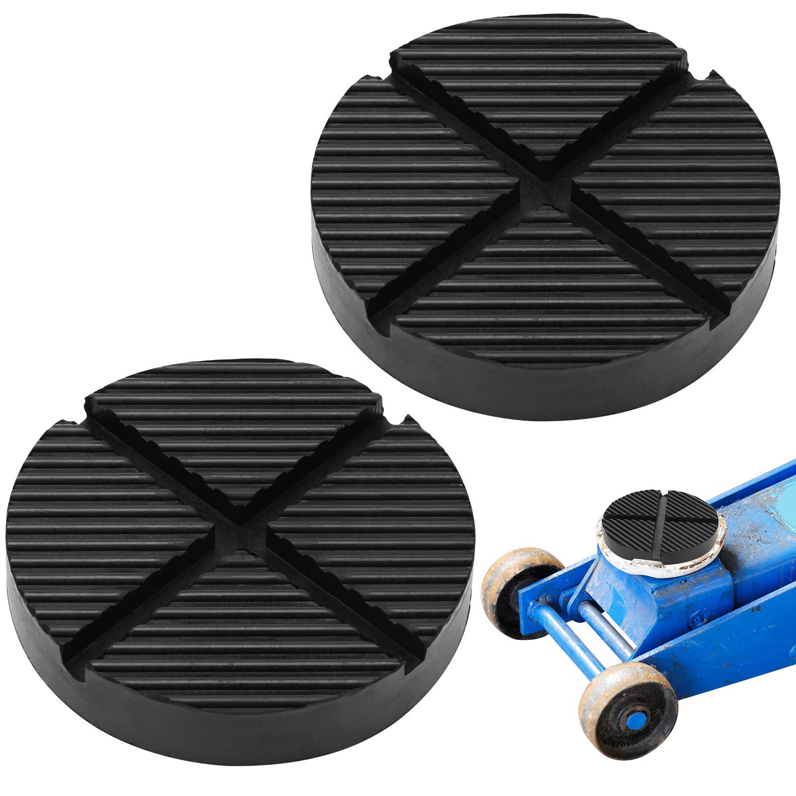 Wiwaplex 2 Pack Floor Jack Rubber Pad, Black Jack Stand Pads Adapter