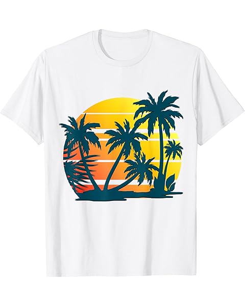 Coconut Palm Trees Summer Vacation Beach Tropical Summer T-Shirt for Men Women Kids