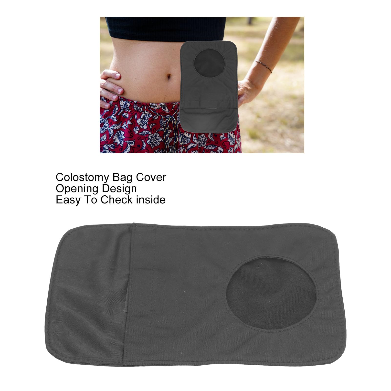 Housse de sac de colostomie noire en coton respirant, lavable, ajustement universel, prévient les taches