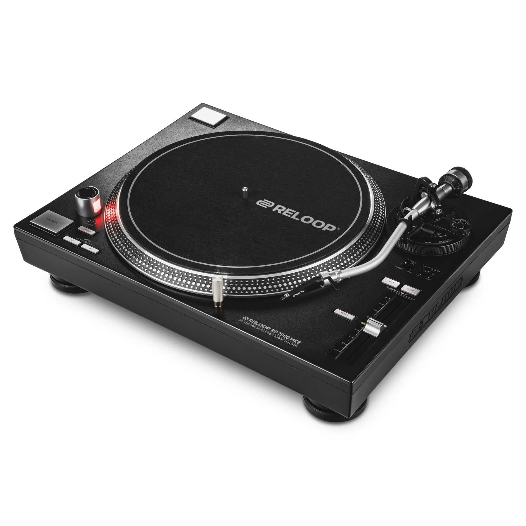 Reloop RP-7000 MK2 Profesional DJ Tirnable con Unidad Directa de Cuarzo de Torque Superior, Nueva Base de tonelada, altitud. (VTA) Brazo S-Sound Balanced estático (Silver Metallic)