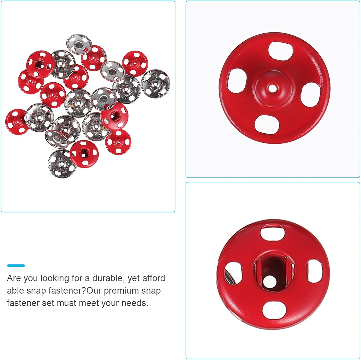 ARTIBETTER Metal Clothes Snap Fastener 50 Pairs 0.5 Inch Concealed Buckle Sew-on Buttons for Jackets Windbreakers Sweaters DIY Sewing Crafts